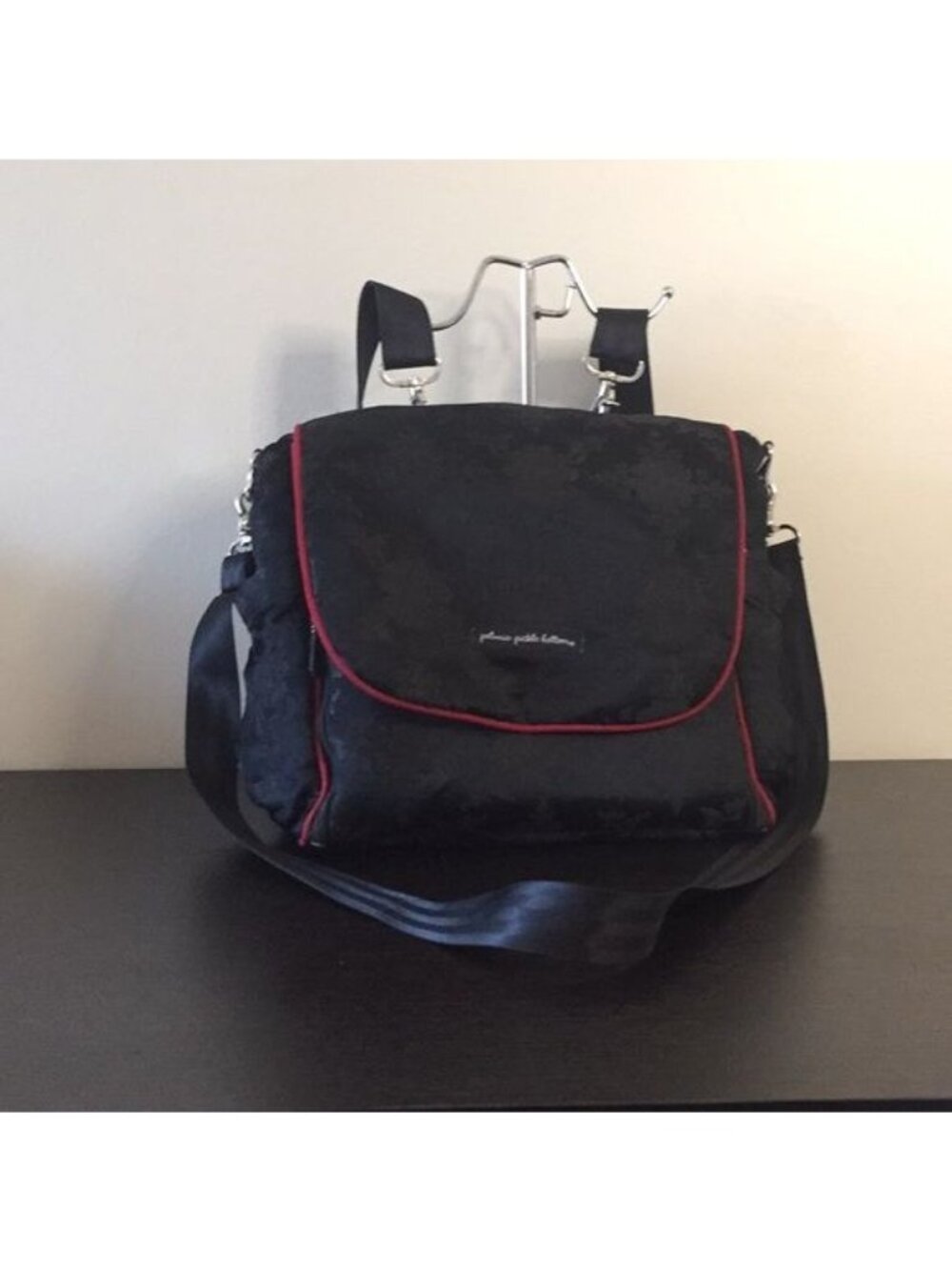 Petunia-Pickle-Bottom Convertable Backpack Black Diaper Bag 16 in. Wide